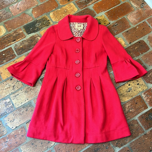 Forever 21 Coat, Knit Spring Jacket Bell Sleeve, Cherry Red szM - Picture 8 of 10